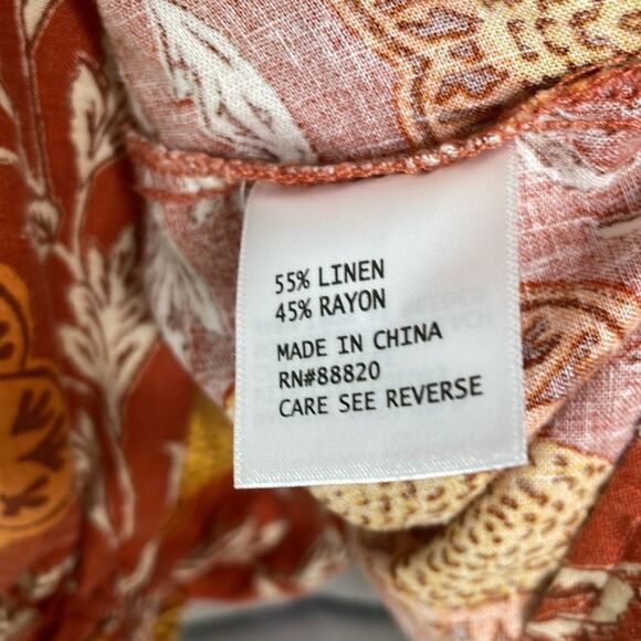 Rachel Zoe Orange Floral Peasant Top M - Picture 8 of 9